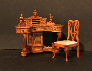 Gooch Renaisance Revival Desk and chair with full figure cherubs